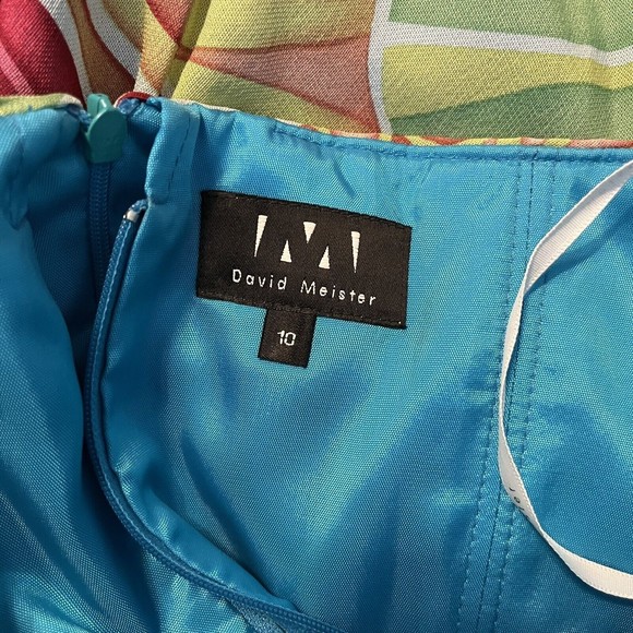 David Meister Strapless Psychedelic Green Floral Ruched Mid Calf Maxi Dress - Picture 6 of 6